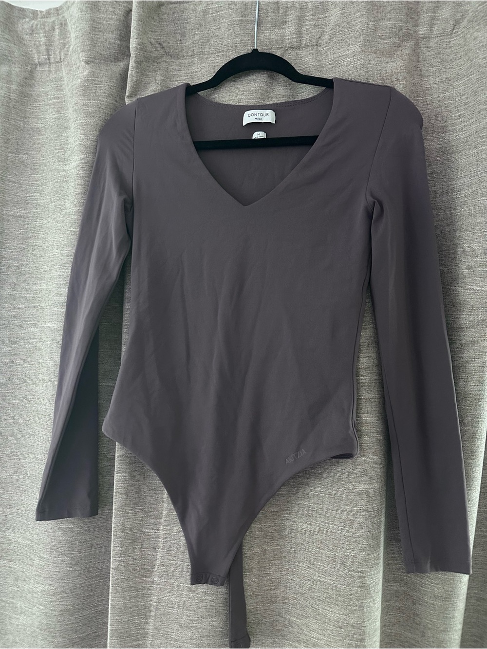 Aritzia Wilfred Long Sleeve V-Neck Bodysuit — Eggplant